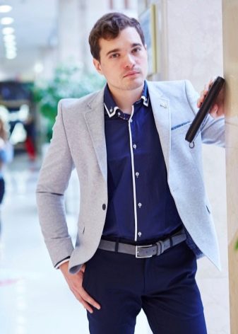 Модные темно синие рубашки мужские